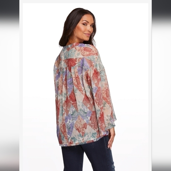 NWT JESSICA SIMPSON BOHO JENA TOP IN PAISLEY PATCH 🤍 Medium - Picture 3 of 8